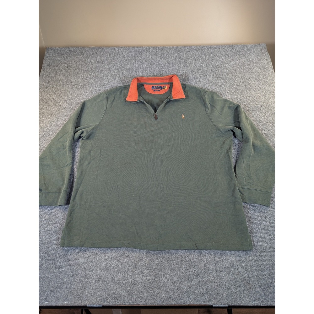 Polo Ralph Lauren Mens XXL Estate Rib Quarter Zip Pullover Olive Green 2386